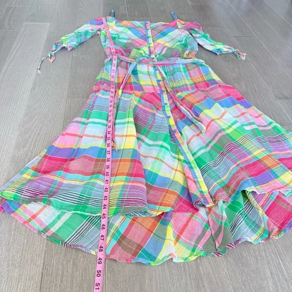 Lauren Ralph Lauren Plaid Off Shoulder Dress Multicolor Madras Plaid Dress 10 - Picture 16 of 16
